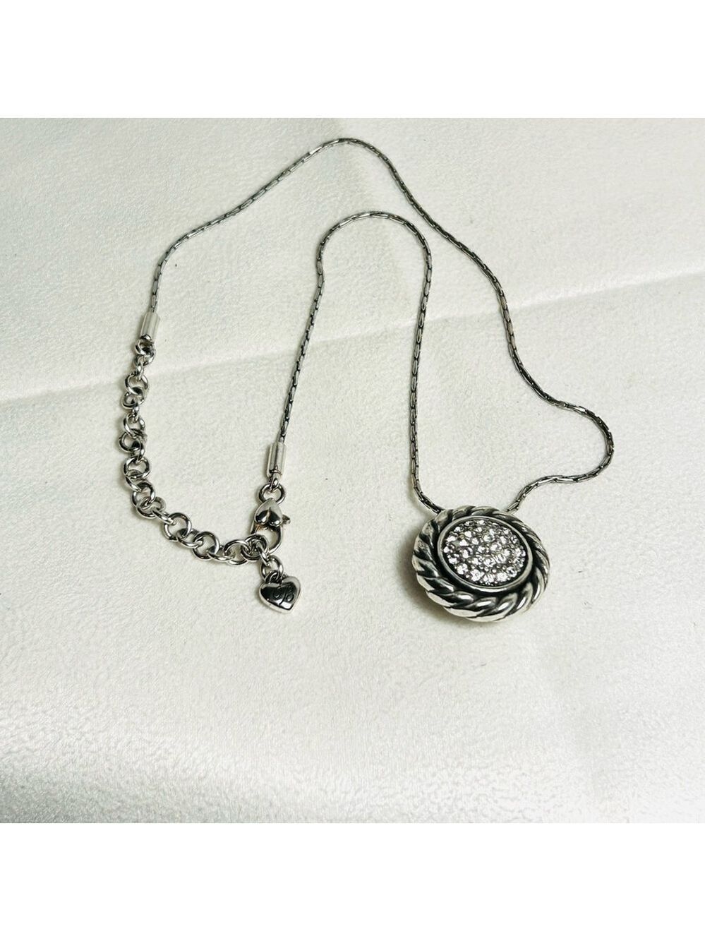 Brighton Magic Pearl Necklace Reversible Pendant Silver Plated Crystals 17" - Picture 8 of 14